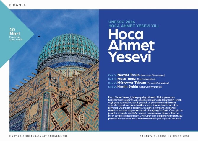 ‘Hoca Ahmet Yesevi’ Konulu Panel AKM’de Düzenlenecek